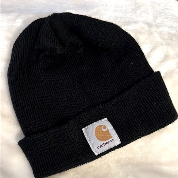 CARHARTT 🥶 BLACK KNIT BEANIE WINTER HAT One Size Fits All - Picture 1 of 5